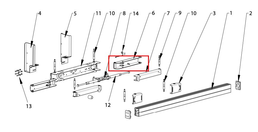 Pommier upper arm set - for XPAND horizontal retractable bumper 31 - R58-02