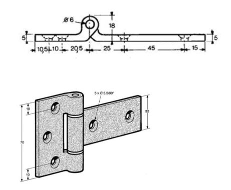 Pommier charnière de porte plaque latérale 85 mm - aluminium