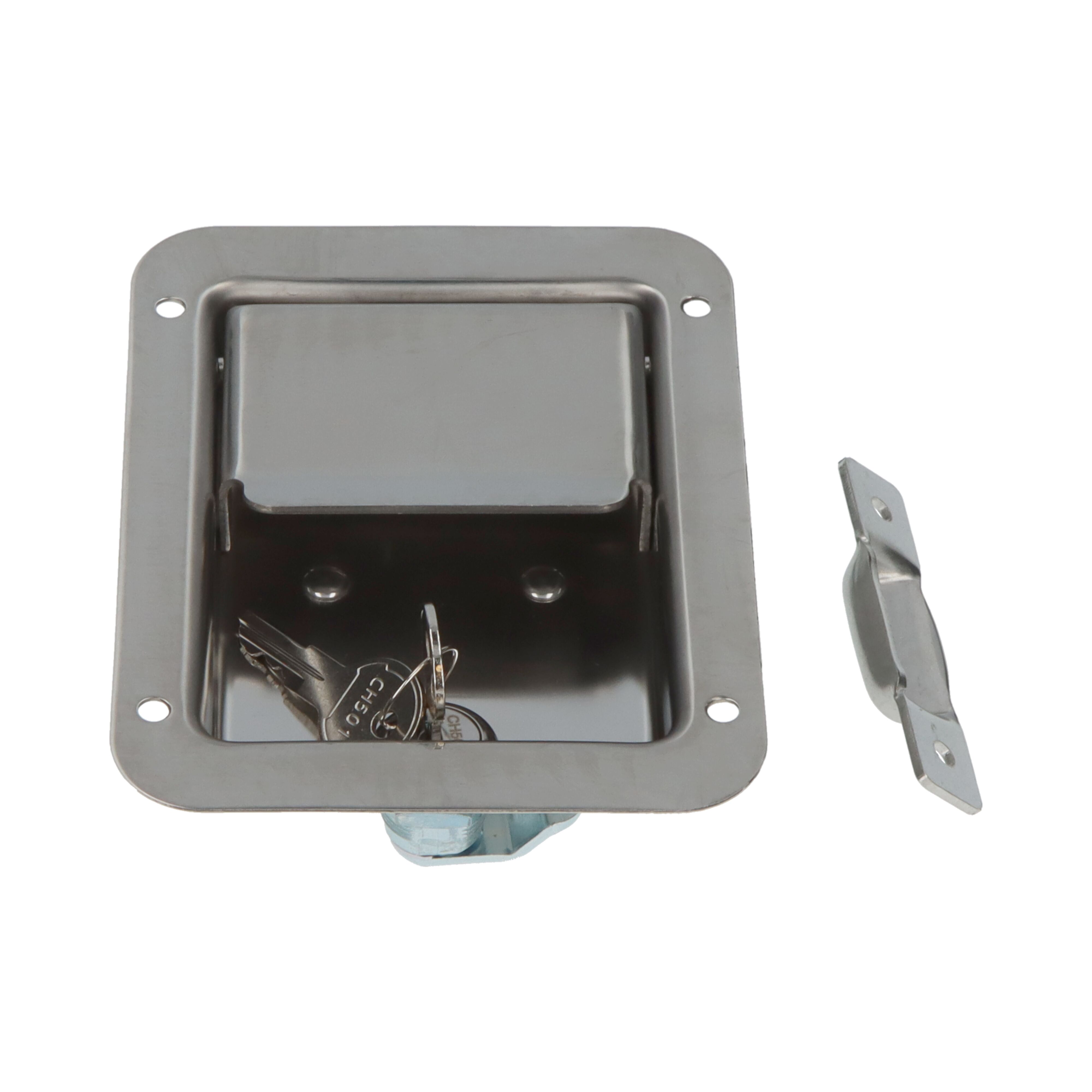 Pommier inbouwsluiting - 140 x 106 x 23 mm - met slotvanger - afsluitbaar - RVS