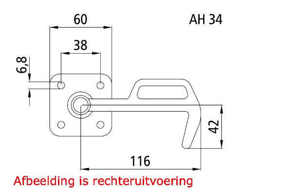 Rhiwa Quality klephaak nr. 0 - links - incl. beugel - verzinkt