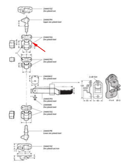 Pommier rod guide - for locking Ø 27 mm - height 60 mm - zinc-plated