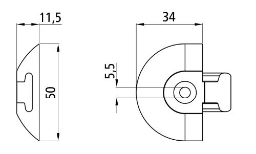 Rhiwa Quality einddop - ankerrail 1343044/1343044A(Z)/1343044D - grijs kunststof