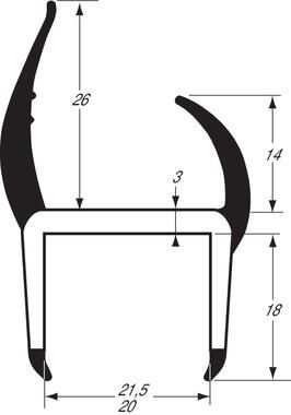 Pommier profil de porte conteneur 20 mm - gris/noir - 2,7 mètres
