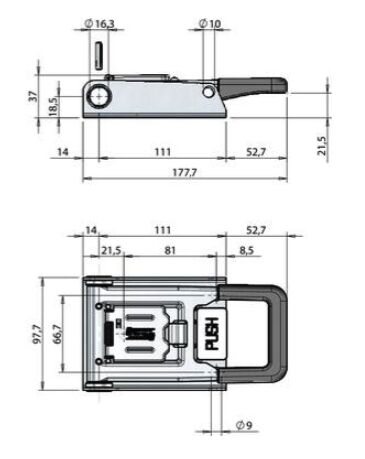Pommier poignée Mini-push - pour fermeture Ø 16 mm - plus inoxydable