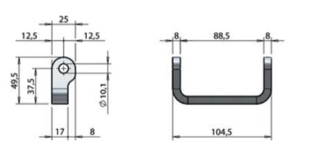 Pommier hinge trestle - weld-on - for hinge plate width 88 mm - zinc-plated