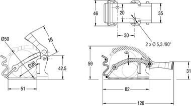Pommier broom clamp with clamp range Ø 28-50 mm