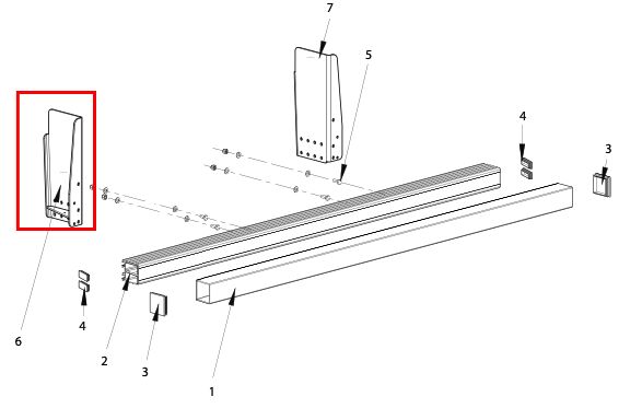 Pommier montage plaat links - voor stootbalk 2909402/03 / 2909420/21 - R58-02