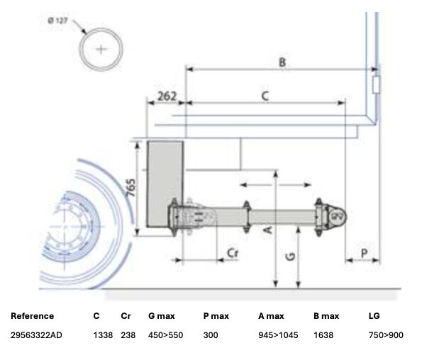 Pommier bumper E-XPAND P33A - electric horizontal retractable + sensor - 1338 mm - R58-03