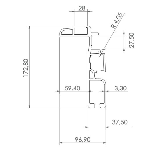 Rhiwa Quality rail de roulement 8570 mm - pour Runner Mega 200 - aluminium