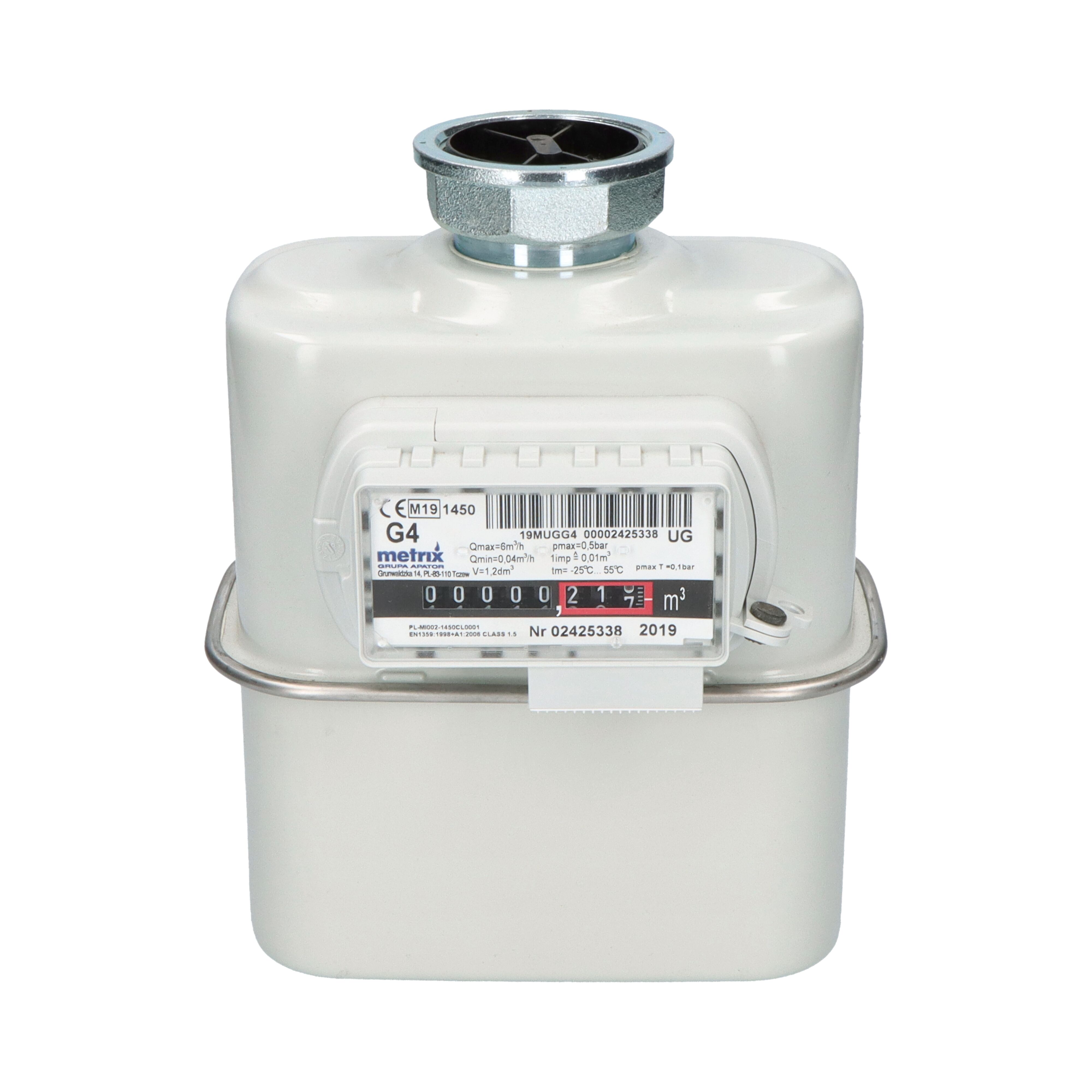 Apator diaphragm gas meter UG G4 1,2l 1-pipe