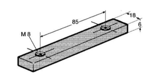 Pommier side board hinge inlay strip - CtC 85 mm - M8 - zinc-plated