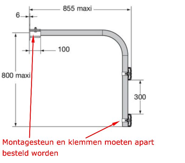 Pommier side protection support 800 mm high - fixed model - galvanised