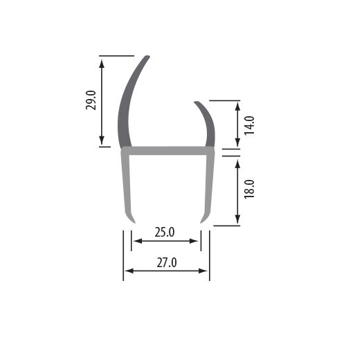 Rhiwa Quality container deurprofiel 25-27 mm - grijs/grijs - 6 meter