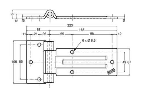 Pommier zijdeurscharnier vlak 165 mm - RVS