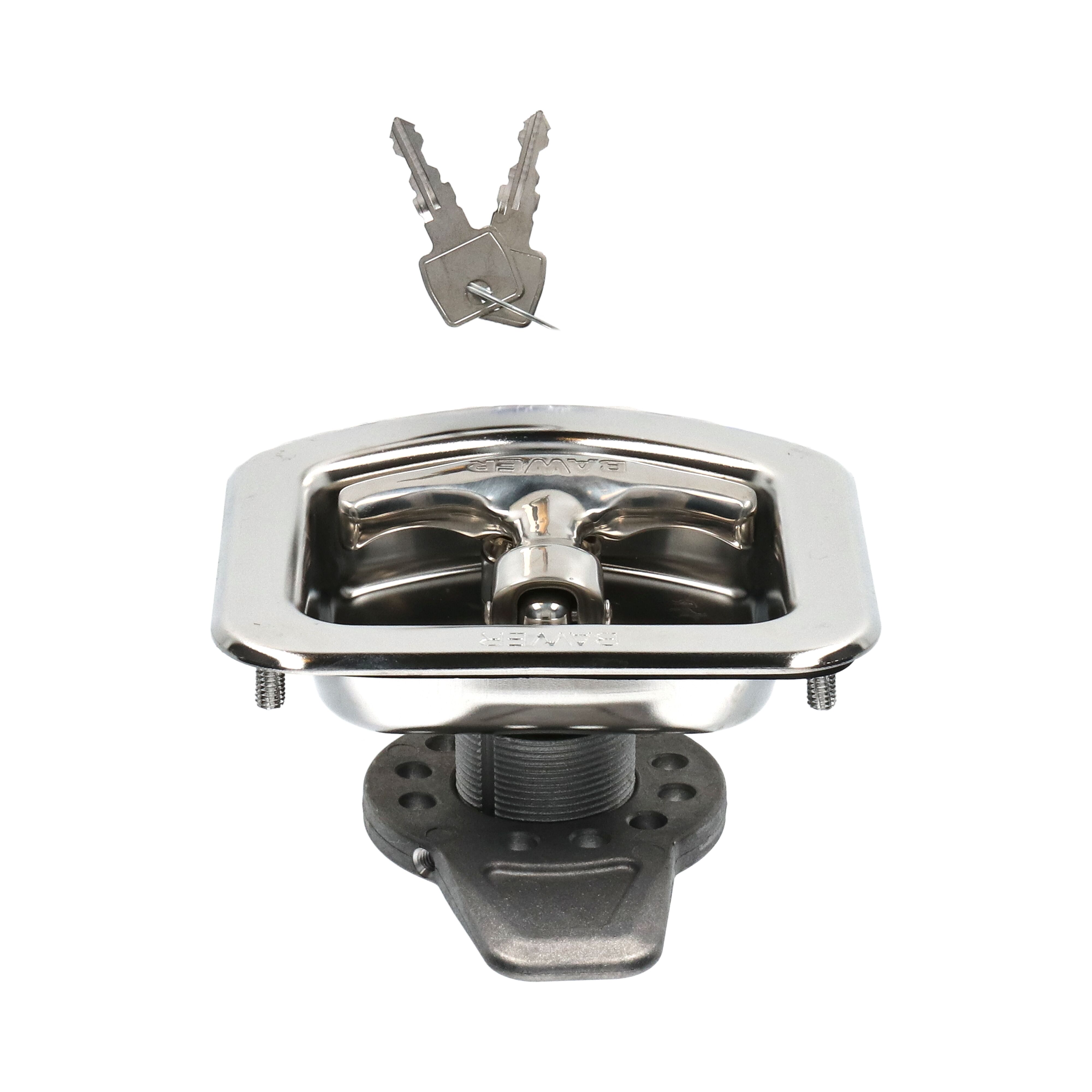 Bawer drop-T lock - with adjustable aluminum lip - stainless steel