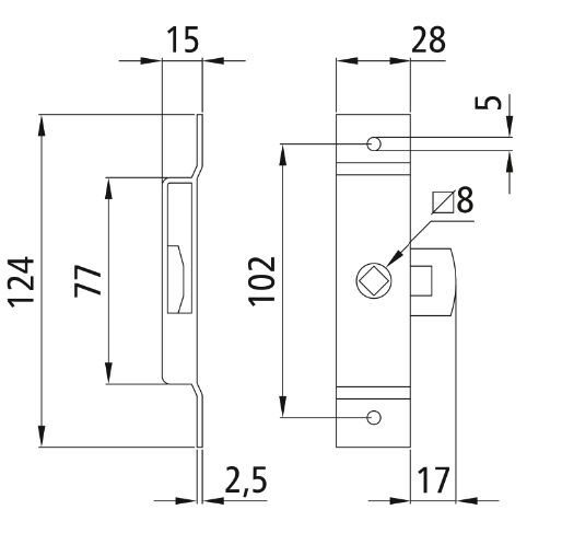 Rhiwa Quality verrouillage de la boîte à pneu - 28 x 124 mm - Acier inoxydable