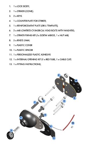 GATELOCK T-lock - set of 2 locks - slamlock - black