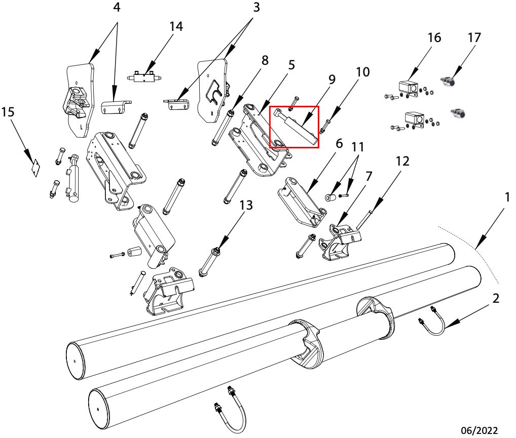 Pommier hydraulische cilinder - voor XFOLD P58 stootbalk - R58-03