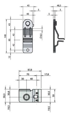 Pommier handgreephouder set - voor sluiting Ø 27 mm - verzinkt
