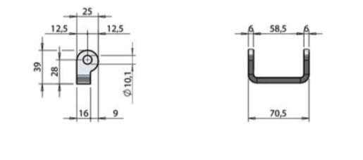 Pommier hinge trestle - weld-on - for hinge plate width 58 mm - stainless steel