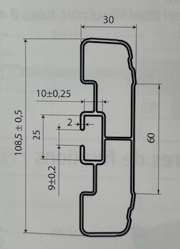 Pommier zijbeschermingsplank 5000 x 30 x 108,5 mm - aluminium