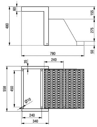PWP folding ladder - 2 steps - 480 x 558 mm (HxW) - HDG