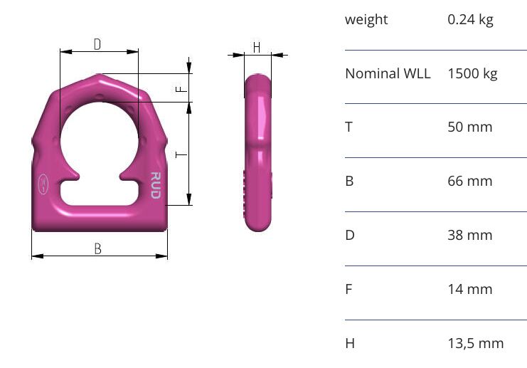 RUD hijsring D-VLBS - 1,5t - octagon vorm - voor VLBS en VLBS-U