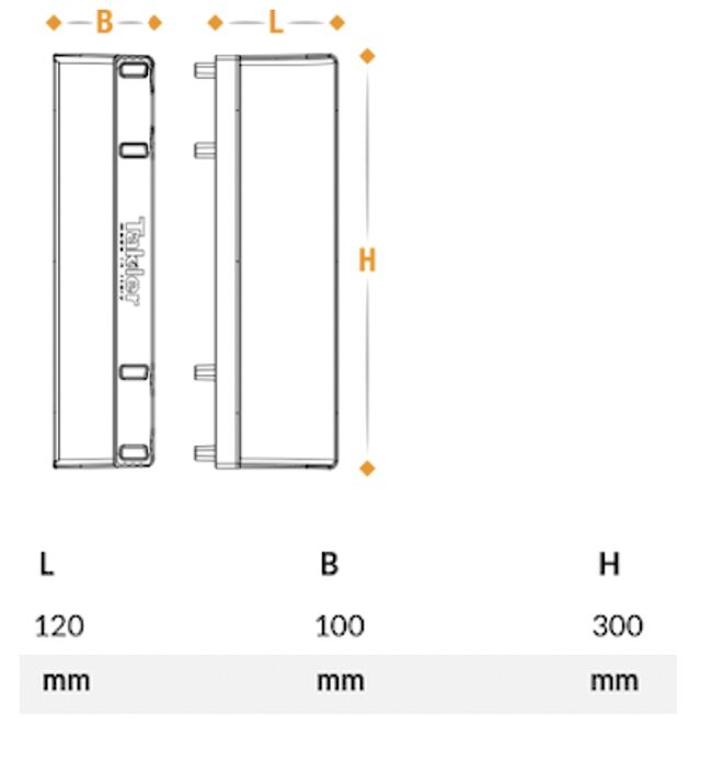 Takler corner piece 300 mm high - for side protection board - grey plastic