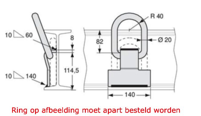 Pommier lashing eye bracket 7 tonnes - for lashing eye 4912012