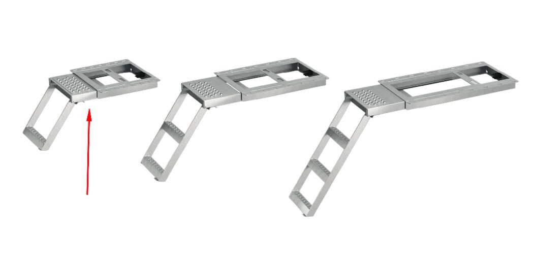 Takler pull out ladder - 1 step - 400 x 420 mm (LxW) - with platform - HDG