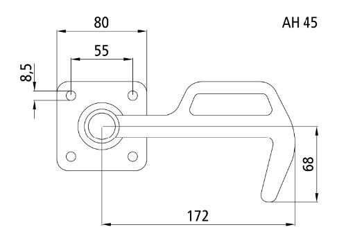 Rhiwa Quality hook no. 2 - right - with bracket - zinc-plated