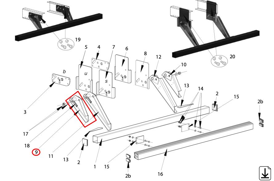 Pommier arm short left - for bumper 2909410 / 2909411 - R58-02
