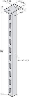 Pommier side protection support 720 mm high - fixed model - galvanised