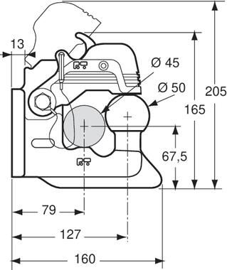 Pommier kogelbout Ø 50 mm - met borging - 2 gaats Ø 17 mm - 31 kN - geel