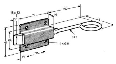 Pommier draw latch with eyelet - small - zinc-plated