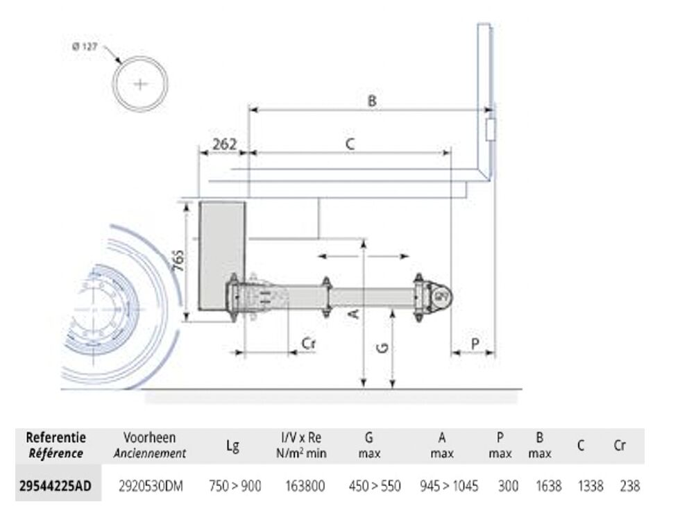 Pommier stootbalk XPAND P42A - hydraulisch horizontaal in/uittrekbaar + sensor - 1338 mm - R58-03