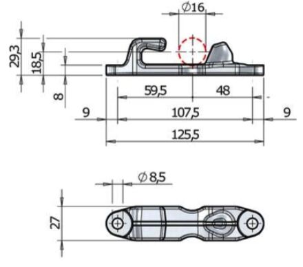 Pommier locking gear holder - for locking Ø 16 mm - zinc-plated