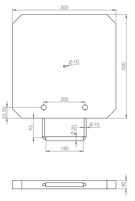 Rhiwa Quality outrigger pad 500 x 500 x 40 mm - with beveled corners