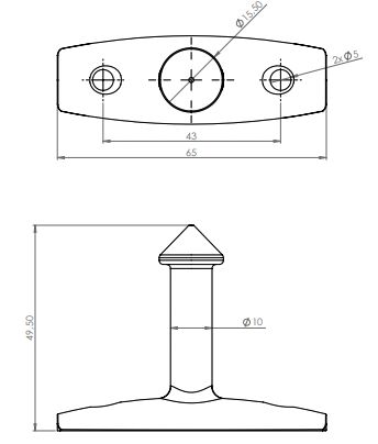 Rhiwa Quality door stop pin - 45 mm - for holder 1332181 - aluminum