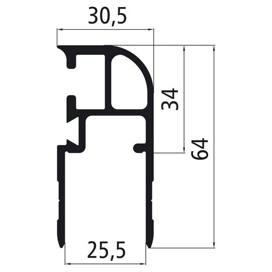 Rhiwa Quality planche profilé 25 mm - 6000 mm - pour surface de montage K20 paroi arrière - aluminium anodisé