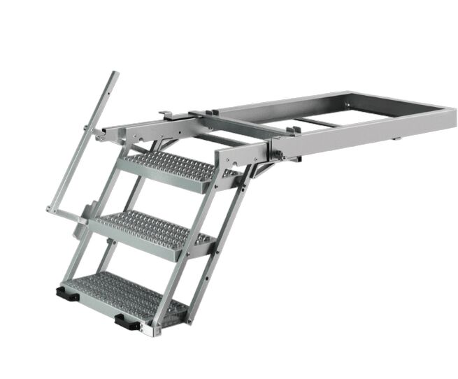 Takler marchepied escamotable - 3 marches - 1300 x 750 mm (Lxl) - avec courante principale (gauche)