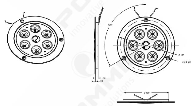 Pommier led verlichting Irizium AR1000 - inbouw - Ø 155 mm - 1021 lumen