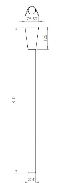 Rhiwa Quality draagpijp Ø 42 mm - 810 mm - recht - las model - in grondverf