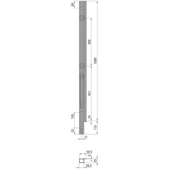 Kinnegrip k20 montant avant - 1000 mm - gauche - version à vis - KTL