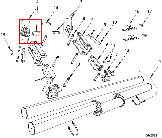 Pommier montage plaat links - voor stootbalk XFOLD P58 - R58-03