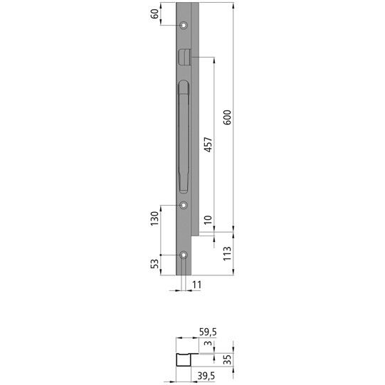 Kinnegrip K20 front pillar - 600 mm - left - screw model - microZINQ® 5
