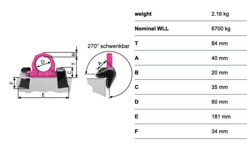 RUD lifting eye VRBK-FIX - 6,7t - for 90° corners - weldable