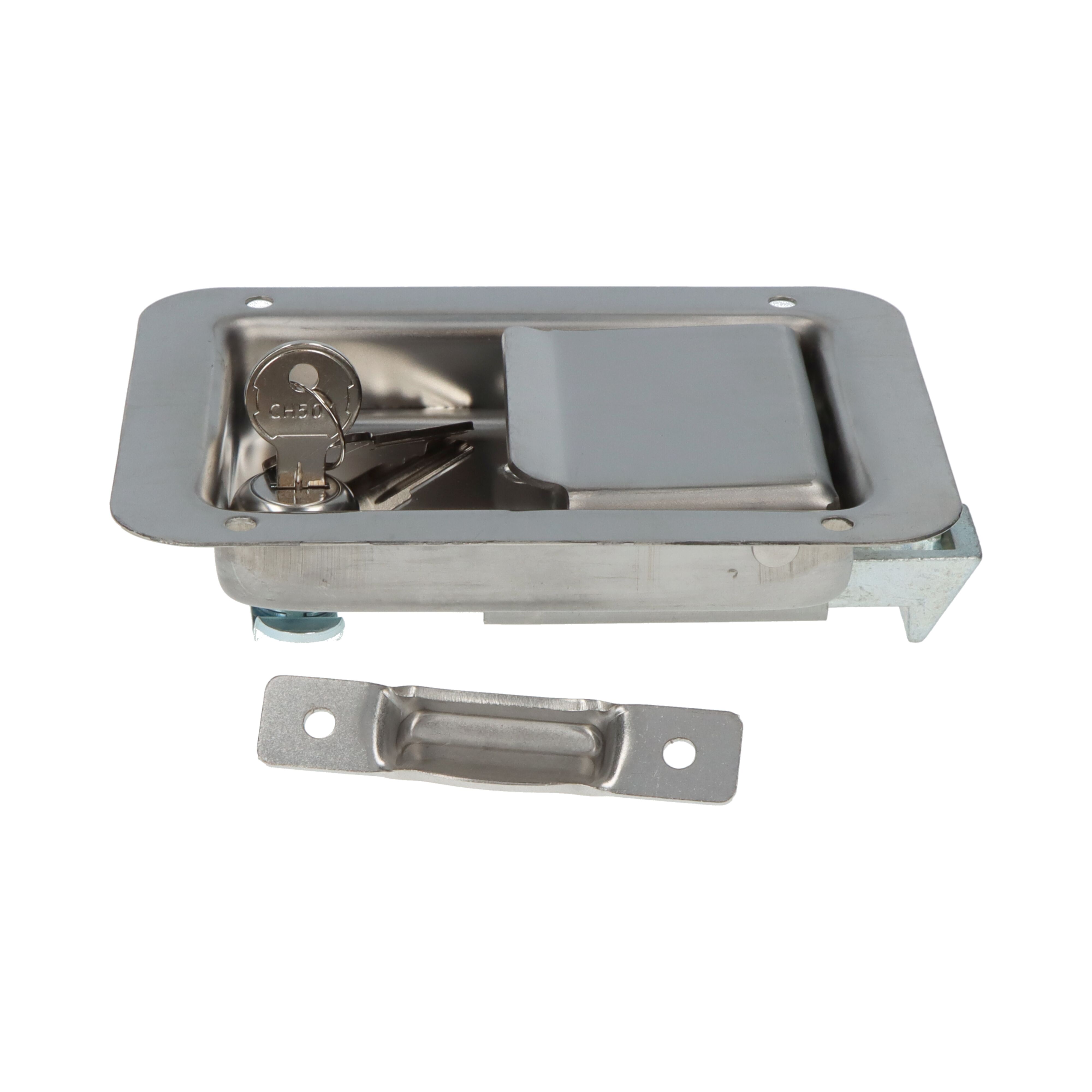 Pommier inbouwsluiting - 140 x 106 x 23 mm - met slotvanger - afsluitbaar - RVS