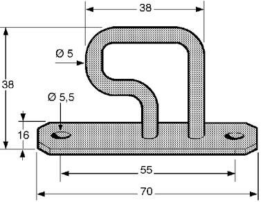 Pommier eye with nose - height external 38 mm - zinc-plated