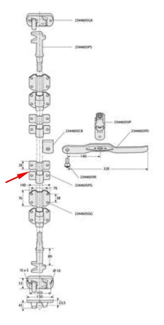 Pommier guide de tige - pour fermeture Ø 27 mm - hauteur 38 mm - galvanisé